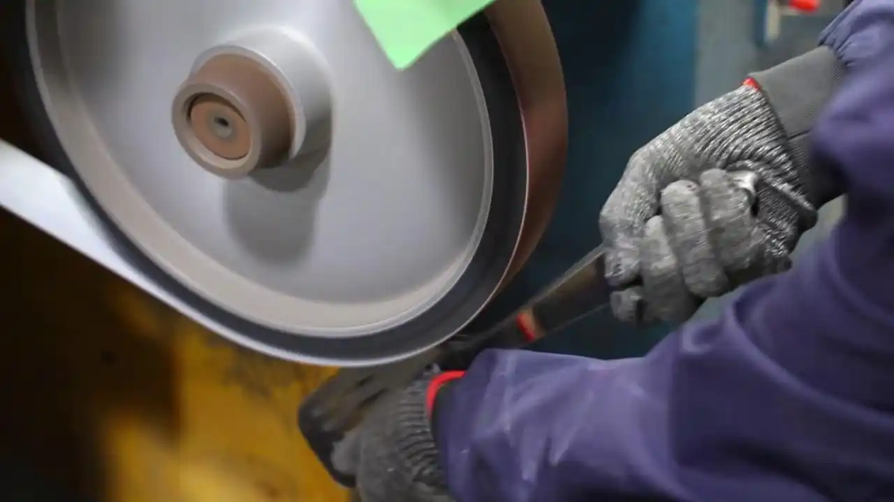 Skilled worker polishing BBQ tools