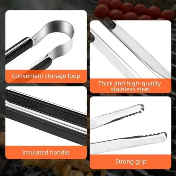 10-inch roestvrijstalen grilltang met anti-slip grip, 4-pak (4) 10-inch roestvrijstalen grilltang met anti-slip grip, 4-pak (4)