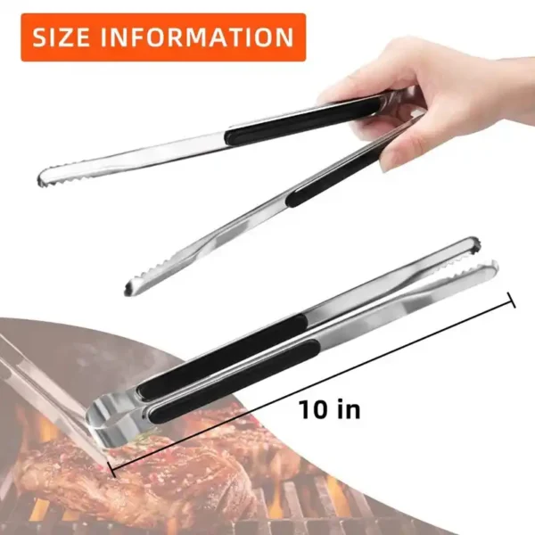 10-inch roestvrijstalen grilltang met anti-slip grip, 4-pak (5) 10-inch roestvrijstalen grilltang met anti-slip grip, 4-pak (5)
