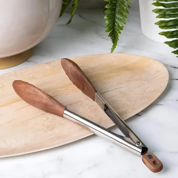 12-inch walnoot houten BBQ tang met roestvrij stalen handvat - OEM (1) 12-inch walnoot houten BBQ tang met roestvrij stalen handvat - OEM (1)