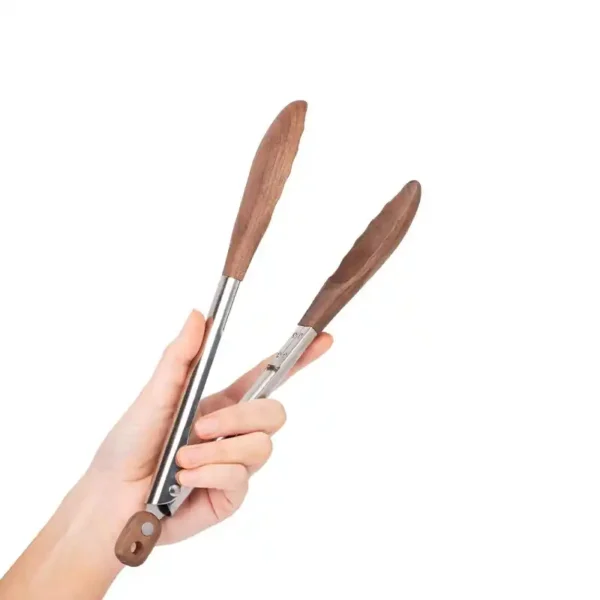 12-inch walnoot houten BBQ tang met roestvrij stalen handvat - OEM (4) 12-inch walnoot houten BBQ tang met roestvrij stalen handvat - OEM (4)