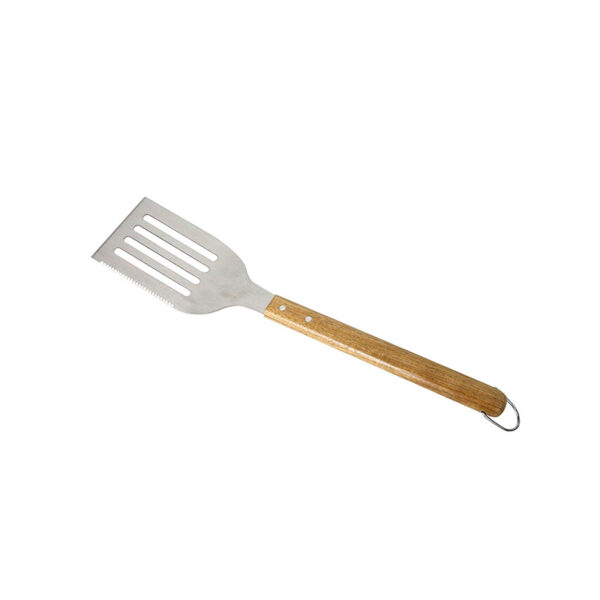 17-inch roestvrijstalen BBQ-spatel met gekartelde rand en acaciahouten handvat (4) 17-inch roestvrijstalen BBQ-spatel met gekartelde rand en acaciahouten handvat (4)