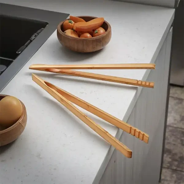 BBQやキッチンで使用する滑り止めグリップ付き2インチ竹製トースト用トング (2) BBQやキッチンで使用する滑り止めグリップ付き2インチ竹製トースト用トング (2)
