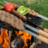 23 inch stainless steel BBQ skewers with wooden handles (3)