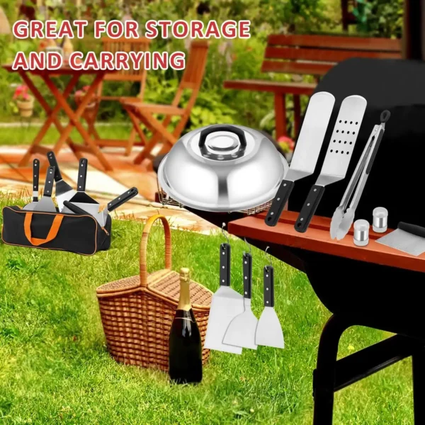 25PCS Κιτ εξαρτημάτων σχάρας για επίπεδη ψησταριά (7) Κιτ ψησίματος επίπεδης κορυφής 25 τεμαχίων - ΟΕΜ σετ εργαλείων σχάρας χύμα