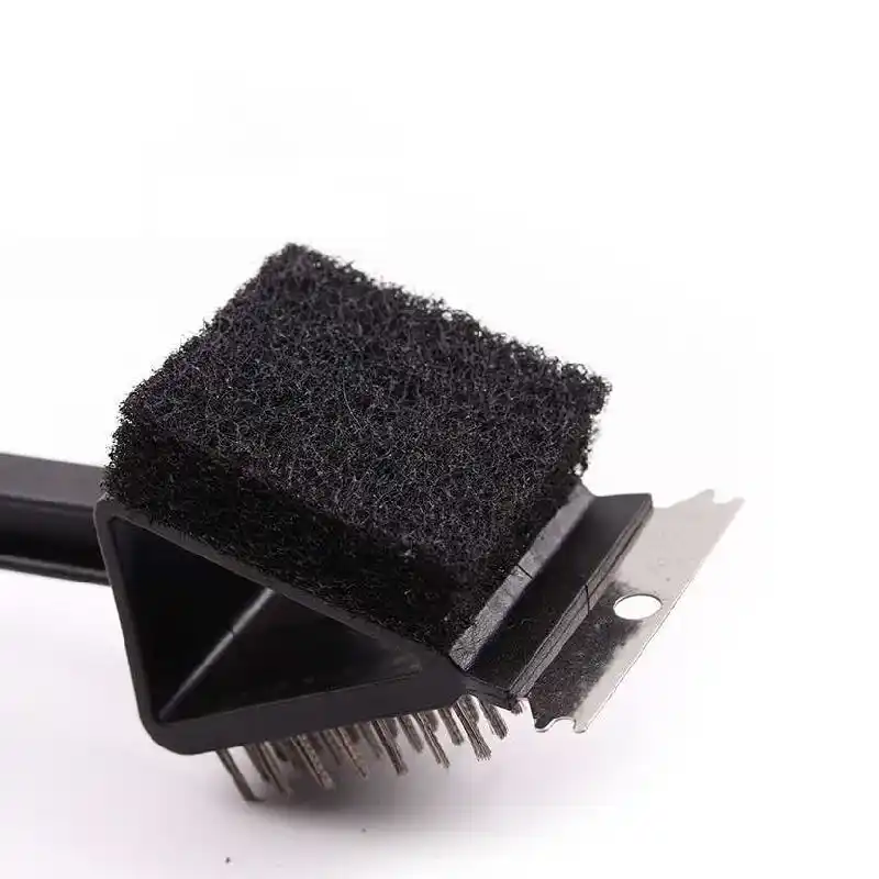 プラスチックハンドルとスチールスクレーパー付き3-in-1 BBQグリルブラシ (4) プラスチックハンドルとスチールスクレーパー付き3-in-1 BBQグリルブラシ (4)