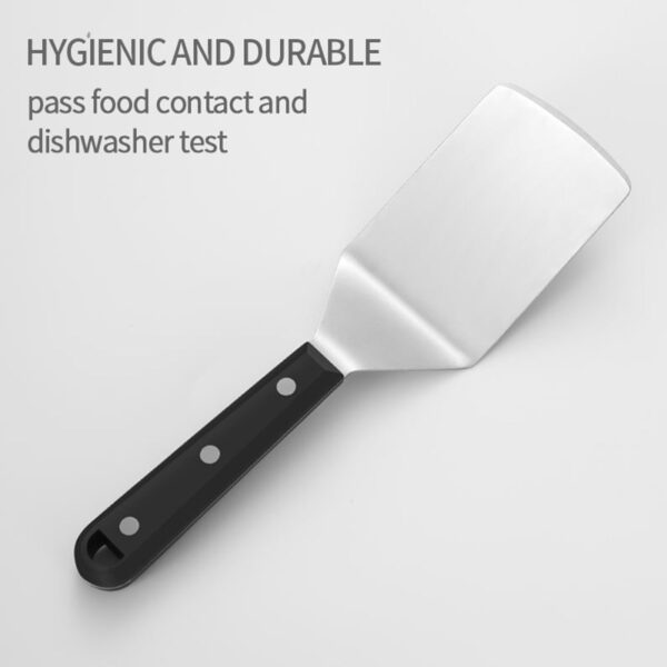 3x5 roestvrijstalen spatel met zwart ergonomisch handvat (3) 3x5 roestvrijstalen spatel met zwart ergonomisch handvat (3)
