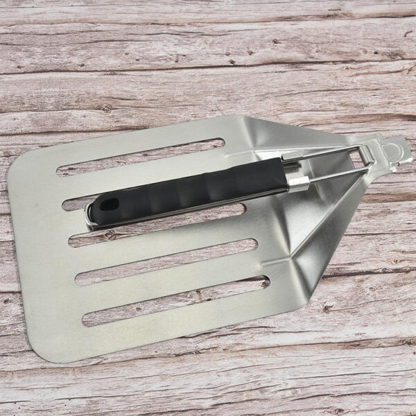 Extra grote roestvrijstalen BBQ-spatel met inklapbaar handvat (4) Extra grote roestvrijstalen BBQ-spatel met inklapbaar handvat (4)