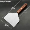 Extra-wide stainless steel griddle scraper with full tang wooden handl (1)