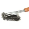 Прочная щетка для гриля из нержавеющей стали с длинной деревянной ручкой (4)
