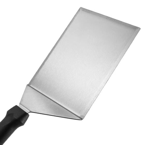 Zware roestvrijstalen hamburger spatel met plastic handvat voor (3) Zware roestvrijstalen hamburger spatel met plastic handvat voor (3)