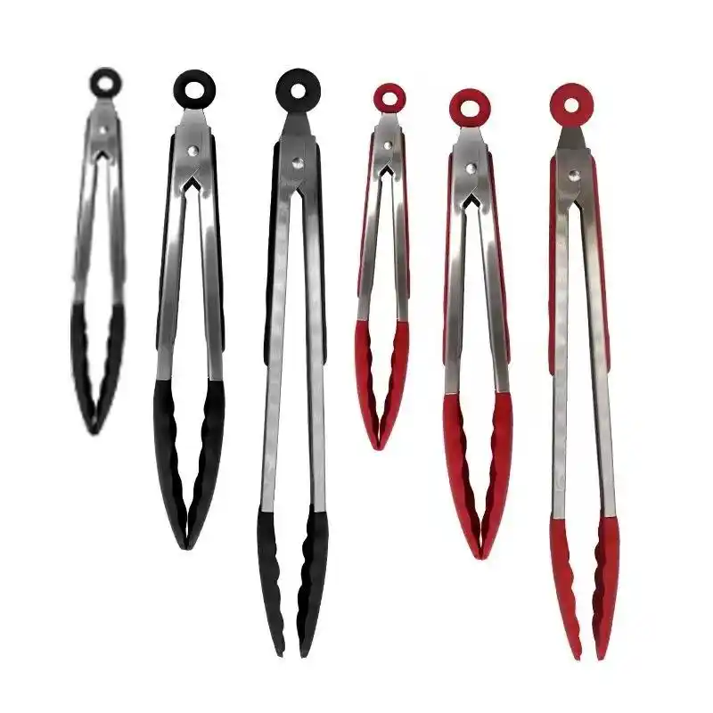 Silicone Grill Tongs with Stainless Steel Handle – Available in 3 Sizes (2) Silicone Grill Tongs with Stainless Steel Handle – Available in 3 Sizes