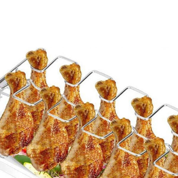 バーベキューグリル用ステンレス製チキンレッグ&ウィングラック (2) バーベキューグリル用ステンレス製チキンレッグ&ウィングラック (2)