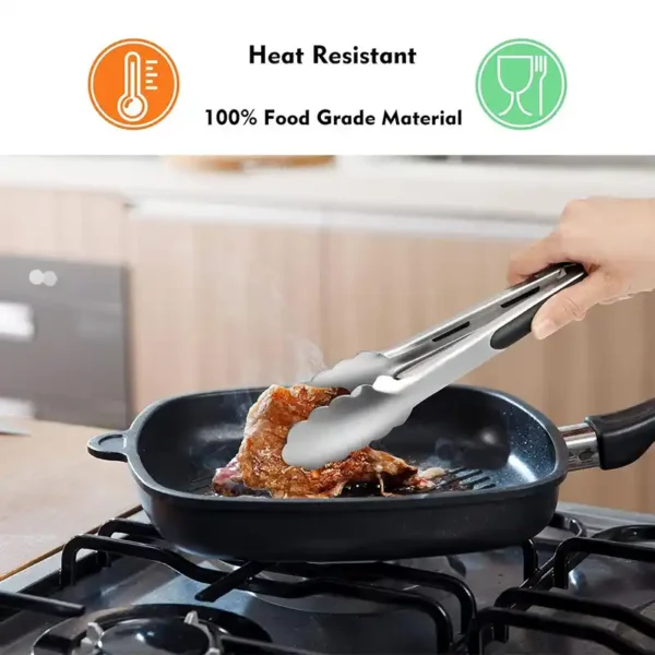 Roestvrijstalen grilltangset met siliconen grip (4) Roestvrijstalen grilltangset met siliconen grip (4)