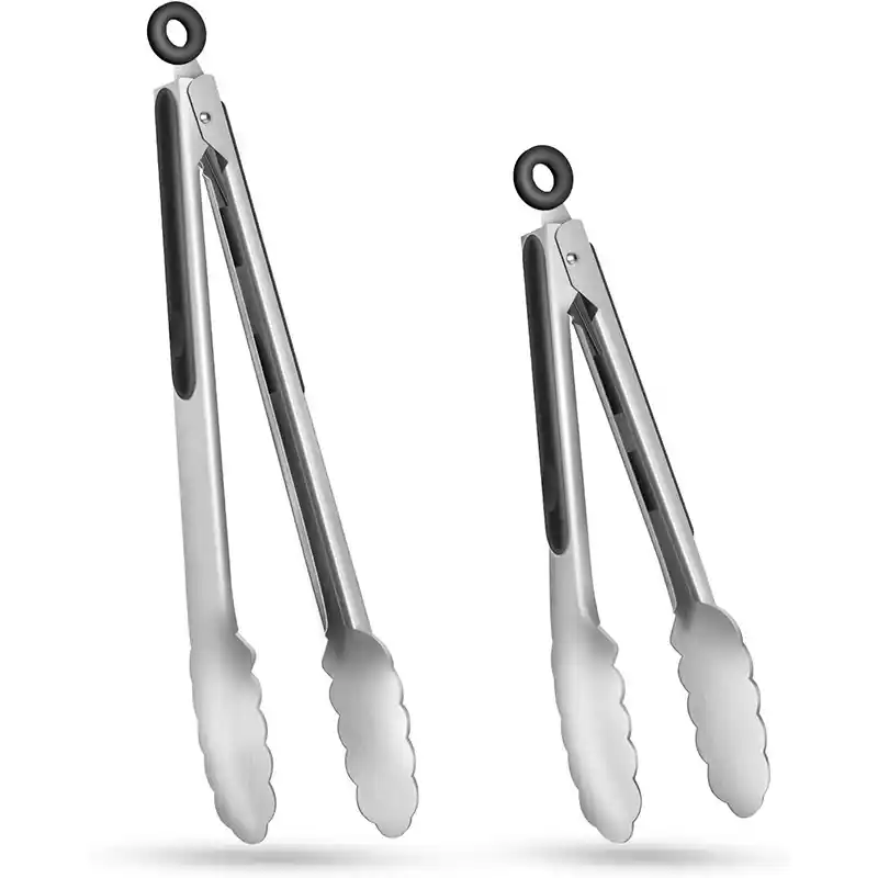 Roestvrijstalen grilltangset met siliconen grip (6) Roestvrijstalen grilltangset met siliconen grip